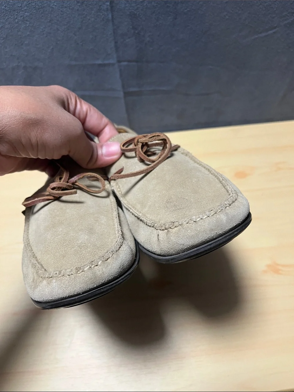 Cole Haan Country Suede Women Size 10 B Moc Toe Driving Shoes Beige Old Money